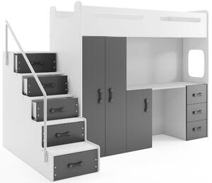 Vyvýšená poschodová posteľ MAX 4 - 200x80cm - Biela - Grafitová