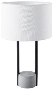 Stolná lampa biele látkové tienidlo okrúhly tvar čierny kovový stojan betónový podstavec 60 cm nočná lampa moderný štýl obývačka spálňa