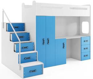 Detská poschodová posteľ so stolíkom MAX 4 Farba: Modrá