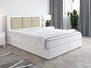 Boxspringová posteľ LILLIANA 4 - 160x200, biela eko koža / béžová
