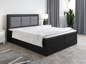 Boxspringová posteľ LILLIANA 4 - 140x200, čierna eko koža / šedá