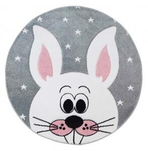 Dekorstudio Okrúhly detský koberec BEAUTY sivý zajac Priemer koberca: 160cm