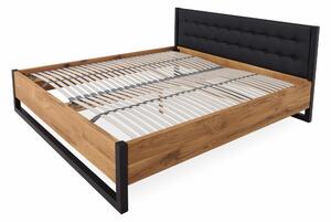 Manželská posteľ Trento 180x200 cm v kombinácii dubového masívu a kovu (niekoľko farebných variantov)