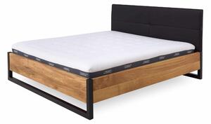 Manželská posteľ Bolzano 180x200 v kombinácii dubového masívu a kovu (niekoľko farebných variantov)