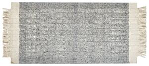 Koberec sivá a krémová biela 80 x 150 cm obdĺžnikový ručne tkaný so strapcami moderný dizajn
