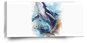 Sablio Obraz Akvarelová veľryba - 110x50 cm