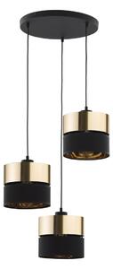 TK Lighting 4349 - Luster HILTON GOLD 3xE27, čierna/zlatá/textil