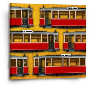 Sablio Obraz Pražské historické električky Žltý Pattern - 50x50 cm