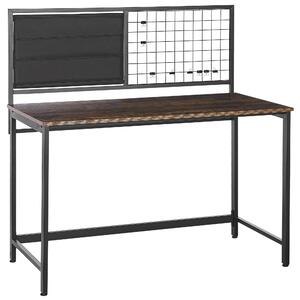 Písací stôl tmavé drevo drevotrieska čierny kov 60 x 118 cm stôl do domácej kancelárie s doskou na poznámky industriálny dizajn