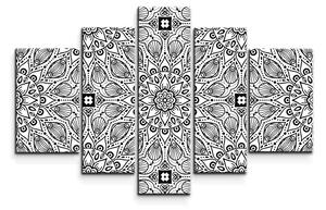 Sablio Obraz - 5-dílný Biele mehendi - 125x90 cm