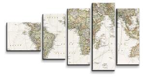 Sablio Obraz - 5-dílný Mapa sveta - 100x60 cm