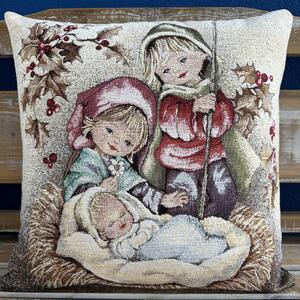 Vianočná gobelínová obliečka na vankúš s lurexom 42x42 cm Chenille 6133 Farba Viacfarebná Rozmery 42x42 cm