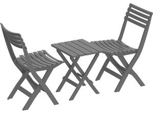 Skladací plastový balkónový nábytok 2+1, antracit, Duramax IDMOFXX081GY