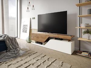 Moderný TV stolík Cemba, wotan/biela