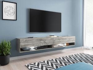 Kvalitný TV stolík Lebeno, dub ribbeck sivý + LED