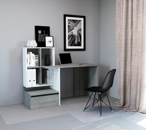 Lacný PC stôl Porto 2, betón/biely
