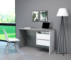 Lacný PC stôl Porto 3, betón/biely