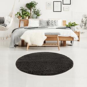 Dekorstudio Jednofarebný okrúhly koberec PULPY antracitový Priemer koberca: 200cm