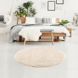 Dekorstudio Jednofarebný okrúhly koberec PULPY krémový Priemer koberca: 160cm