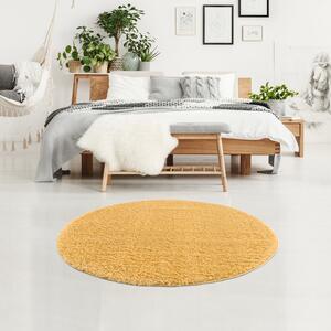 Dekorstudio Jednofarebný okrúhly koberec PULPY žltý Priemer koberca: 80cm