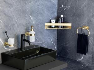 Rohová samodržiaca kúpeľňová polička z nerezovej ocele v zlatej farbe Genova – Wenko