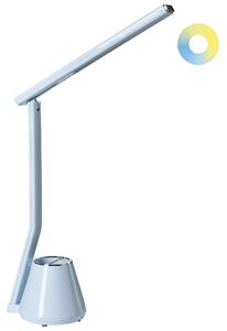 Stolná LED lampa svetlomodrá syntetický materiál 3 režimy teploty svetla so stmievačom a držiakom na perá nastaviteľné tienidlo kancelária