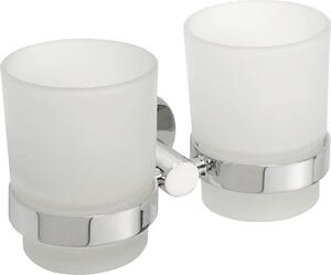 SAPHO - X-ROUND dvojitý držiak pohárov, mliečne sklo, chróm XR902