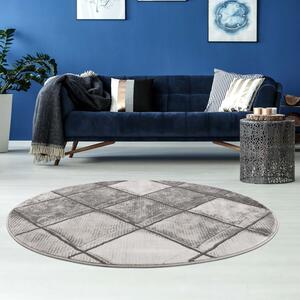Dekorstudio Moderný okrúhly koberec NOA - vzor 9313 sivý Priemer koberca: 120cm