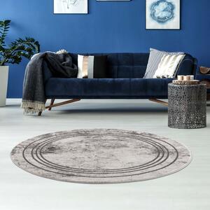 Dekorstudio Moderný okrúhly koberec NOA - vzor 9341 sivý Priemer koberca: 120cm
