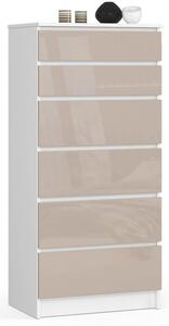 Komoda K60 6SZ cappucino lesk biela