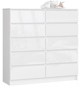 Komoda K120 10SZ biely lesk biela