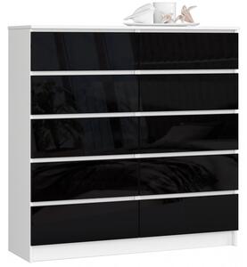 Komoda K120 10SZ čierny lesk biela