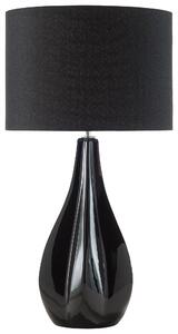 Stolná lampa čierna porcelán umelý hodváb okrúhle bubnové tienidlo 60 cm moderný glamour štýl obývačka spálňa