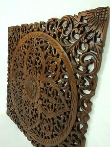 Dekorácia na stenu 60x60 cm, teakové drevo, ručná práca (Mandala GIORDANA)