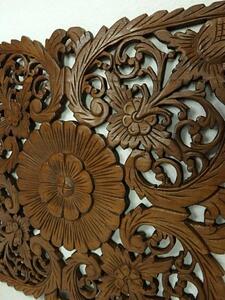 Dekorácia na stenu, 60x60 cm, teakové drevo, ručná práca (Mandala LOVE)