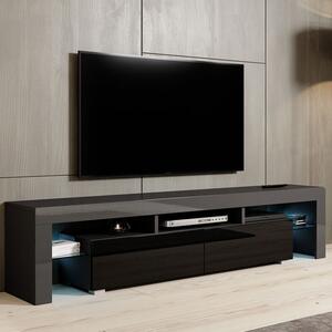 Moderný TV stolík Trogir 200cm, čierna/čierny lesk