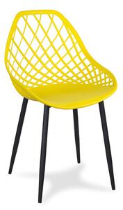 Jedálenská stolička OSLO žltá na čiernych kovových nohách