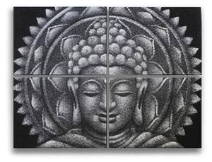 Obraz Sivý Buddha Mandala Brokátový detail 30x40cm x 4