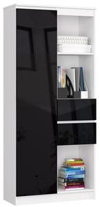 Regál R15 R80 1D 2SZ-čierna / biela