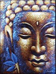 Obraz Buddha zlatá tvár a lotosový kvet 60x80cm