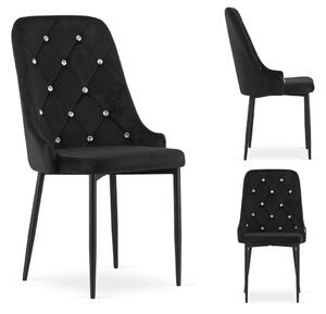 Luxusná zamatová stolička s kryštálmi AMORE - čierna