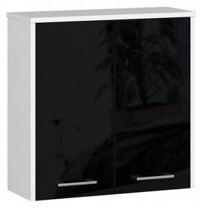 Kúpeľňová závesná skrinka FIN W60 2D-čierna / biela