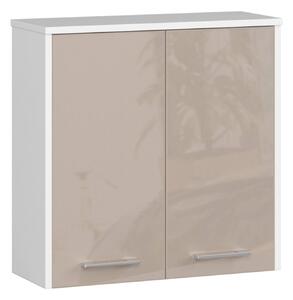 Kúpeľňová závesná skrinka FIN W60 2D-cappuccino / biela