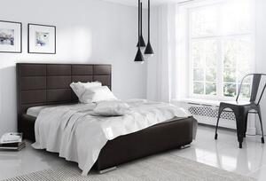 Elegantná manželská posteľ Caffara 160x200, hnedá, jemná poťahová látka
