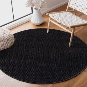 Dekorstudio Okrúhly jednofarebný koberec FANCY 805 - čierny Priemer koberca: 160cm