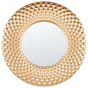 Nástenné zrkadlo zlaté kovové okrúhle 60 cm na stenu bytové doplnky moderná elegantná obývacia izba spálňa