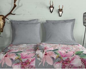Ružovo-sivé flanelové obliečky na jednolôžko 140x200 cm – HIP