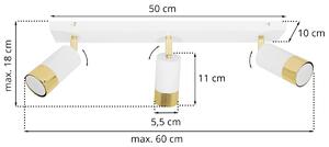 Bodové svietidlo Hugo, 3x biele/zlaté kovové tienidlo, (možnosť polohovania)