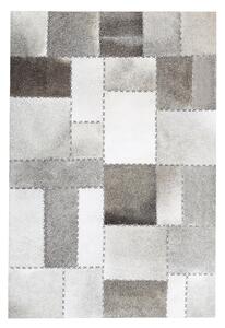 Koberec hnedá sivá hovädzia koža 140 x 200 cm patchwork obdĺžnikový tvar ručná výroba moderný vintage štýl