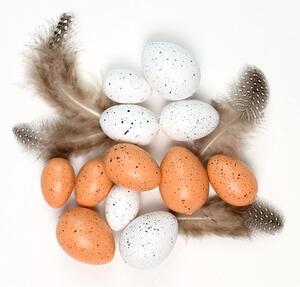 Velkonočné vajíčka s pierkami - plastová sada 16ks, rozmery 2-4cm